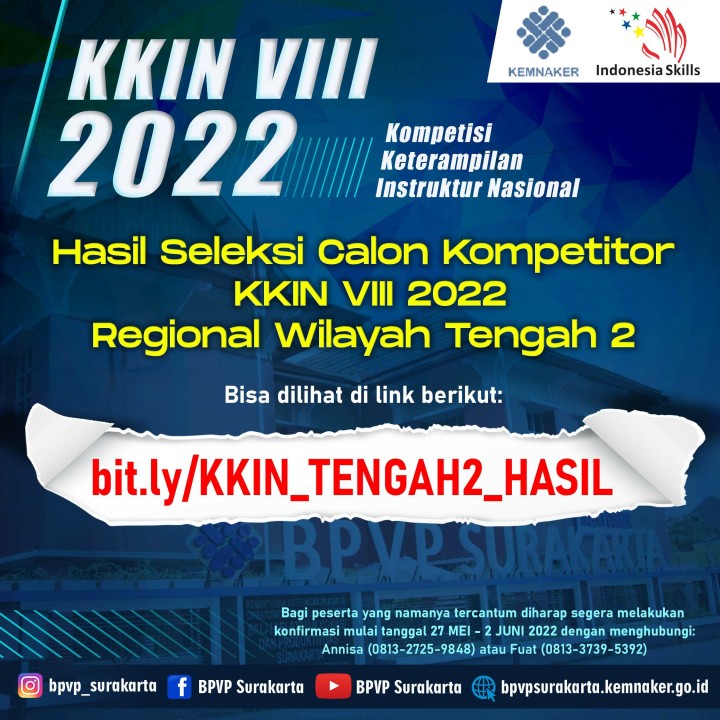 HASIL SELEKSI CALON KOMPETITOR KKIN VII 2022 REGIONAL WILAYAH TENGAH 2