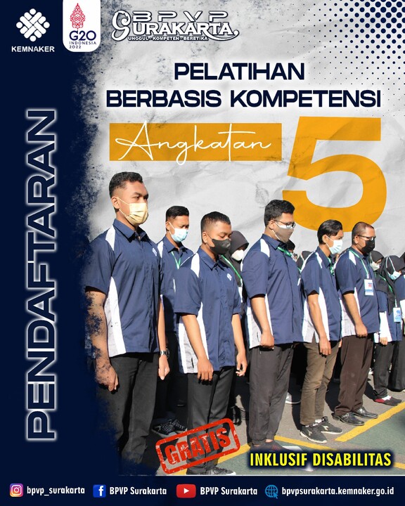 PENDAFTARAN PELATIHAN BERBASIS KOMPETENSI ANGKATAN 5 TAHUN 2022